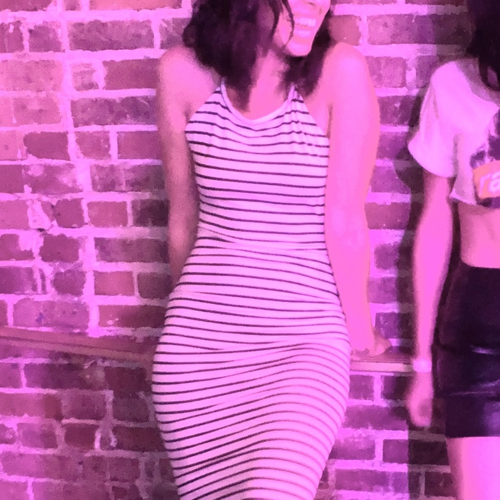Striped Fishtail Maxi Dress